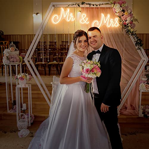 Kittmip Mr and Mrs Neon Sign for Wedding 25 x 7 Inches Neon Light LED Backdrop Wall Decor USB Wedding Reception Decoration Gifts for Anniversary Engagement Banquet(Warm White) - Image 4