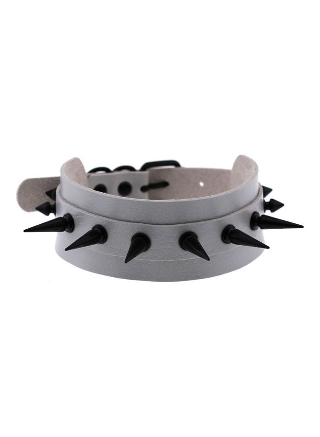 NIBEMINENT Ring Rivet Faux Leather Collar Necklace