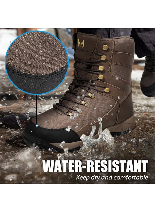 Hunthor Hunting Boots for Men, 1000g Insulated with EVA Midsole, Waterproof Leather Hiking Next Camo G2 Outdoor Boots, Warm Cold Weather, Lightweight and Breathable Shoes (Size 7-14), Brown, 7 - Image 4