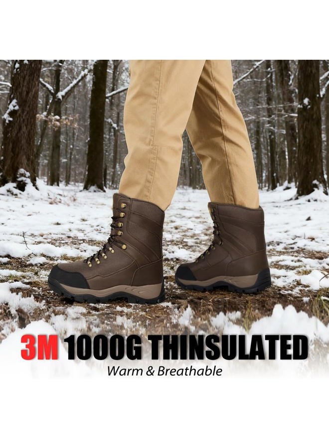 Hunthor Hunting Boots for Men, 1000g Insulated with EVA Midsole, Waterproof Leather Hiking Next Camo G2 Outdoor Boots, Warm Cold Weather, Lightweight and Breathable Shoes (Size 7-14), Brown, 7 - Image 3