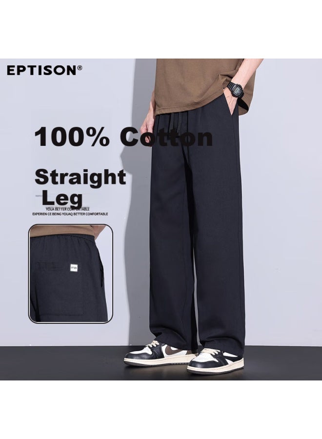 EPTISON Yipintiancheng [100% Cotton] Spring And Summer Men'S Casual Pants, Solid Color Commuter Straight-Leg Trousers, Loose-Fitting Versatile Pants For Men - Image 1