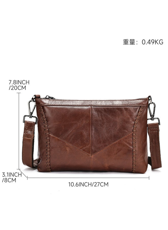 Matt Vintage Fashion Genuine Leather Women's Commuter Crossbody Bag Large Capacity Casual All-match Shoulder Bag Cowhide Women's Bag - Image 5