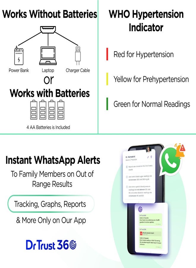 Dr Trust A-One Galaxy" Blood Pressure Testing Monitor (Black) - Image 3