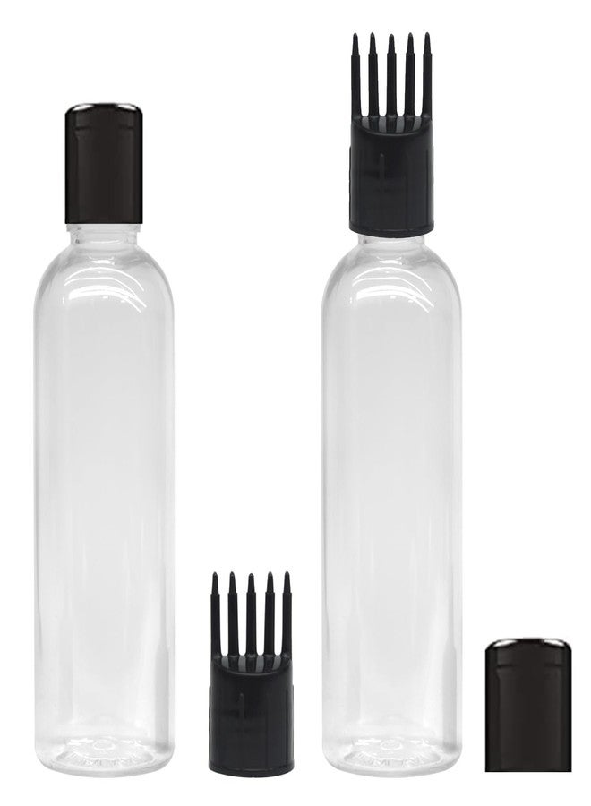 MADHYA Hair Root Applicator Bottle For Applying Hair Oil Shampoo and Medicine, Oil Applicator Bottle For Scalp and Body, 100ml Applicator Hair Root Bottle, Transparent Bottle, Black Cap, Pack of 2 - Image 1