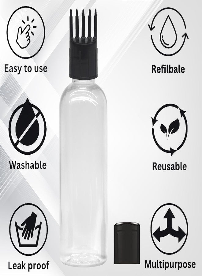 MADHYA Hair Root Applicator Bottle For Applying Hair Oil Shampoo and Medicine, Oil Applicator Bottle For Scalp and Body, 100ml Applicator Hair Root Bottle, Transparent Bottle, Black Cap, Pack of 2 - Image 4