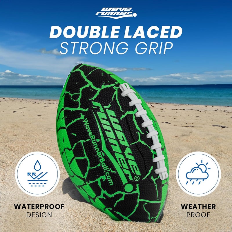 WaveRunner Grip It Waterproof Junior Size Football, 9.25 Size, Durable & Double Laced, Perfect for Beach Accessories, Kids Games, Pool Toys, Outdoor Games, All-Weather Indoor & Outdoor Play - Image 2