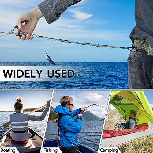 BB Hapeayou Coiled Lanyard (7pcs) Safety Retractable Coiled Tether with Carabiner for Fishing, Pliers, Boating, Tool (Black) - Image 3