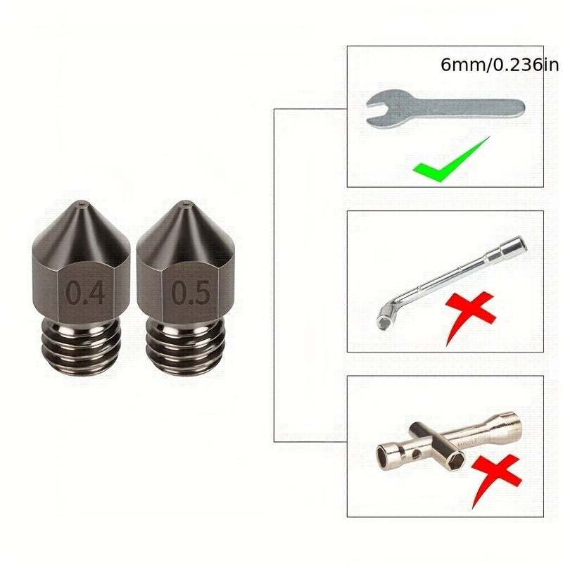 3 قطع من فوهة MK8 من الفولاذ المقوى فائق الصلابة مقاومة للتآكل لرأس الطارد لطابعات A8 A8plus Ender 3 Cr10 ثلاثية الأبعاد قطع غيار 1.75 مم - Image 5