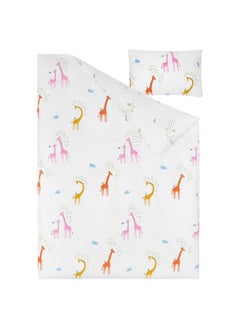 erorex 3-piece bedlinen set with bag, green giraffe, 150x200/50x80 cm  - Image 2