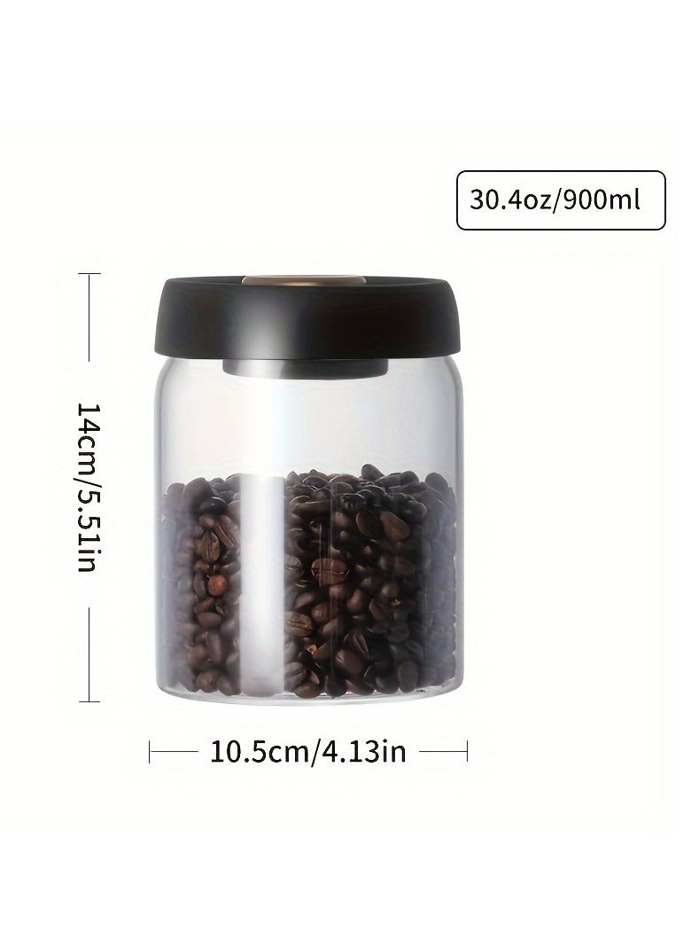 Generic - High-Quality Borosilicate Vacuum Sealed Glass Storage Jar For Coffee Beans, Spices, Grains, Snacks, Nuts, And Candy, Moisture-Proof Glass Jar, Seasoning Bottle, 900ml Capacity - Transparent and Durable - Perfect for Preserving Freshness and Aroma - Image 1