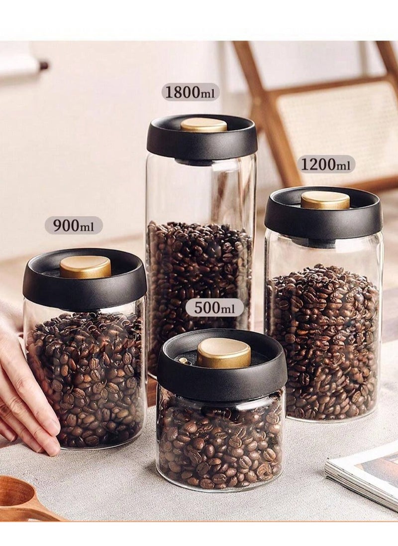 Generic - High-Quality Borosilicate Vacuum Sealed Glass Storage Jar For Coffee Beans, Spices, Grains, Snacks, Nuts, And Candy, Moisture-Proof Glass Jar, Seasoning Bottle, 900ml Capacity - Transparent and Durable - Perfect for Preserving Freshness and Aroma - Image 1