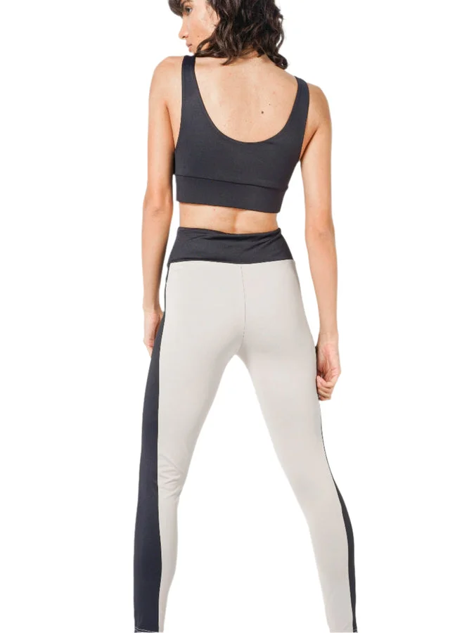House Of Cenmar Gray With Black Strip Of Sides Women'S Activewear Leggings
