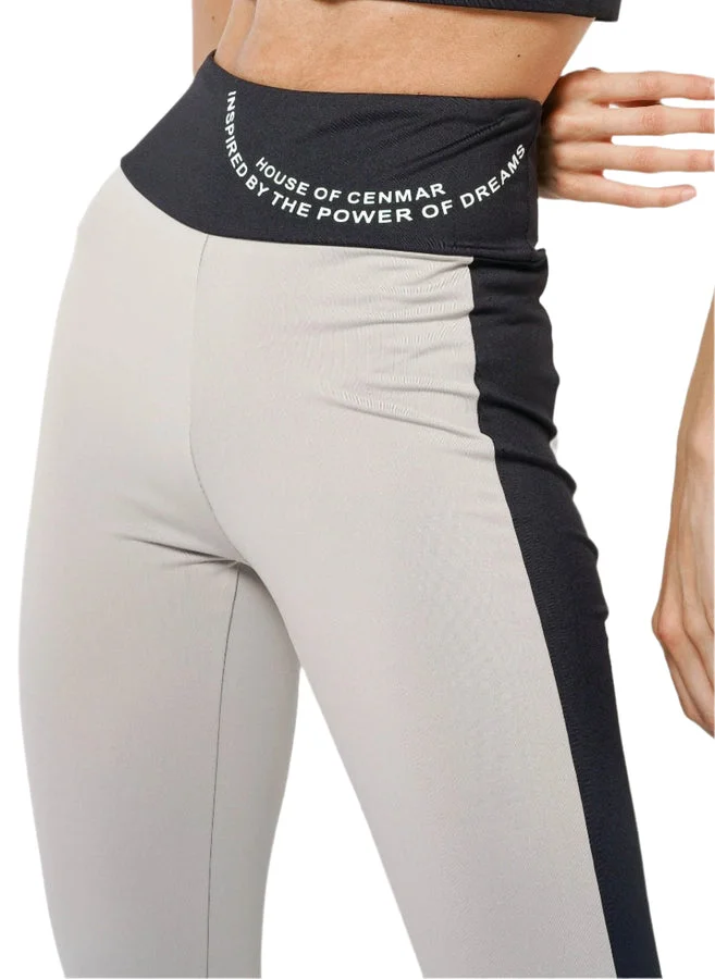House Of Cenmar Gray With Black Strip Of Sides Women'S Activewear Leggings