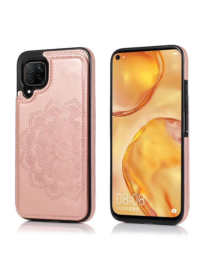 Zaboon Case For Huawei P40 Lite Double Buckle Mandala Pattern PU+TPU Protective Case with Card Slots & Holder & Photo Frame - Image 1