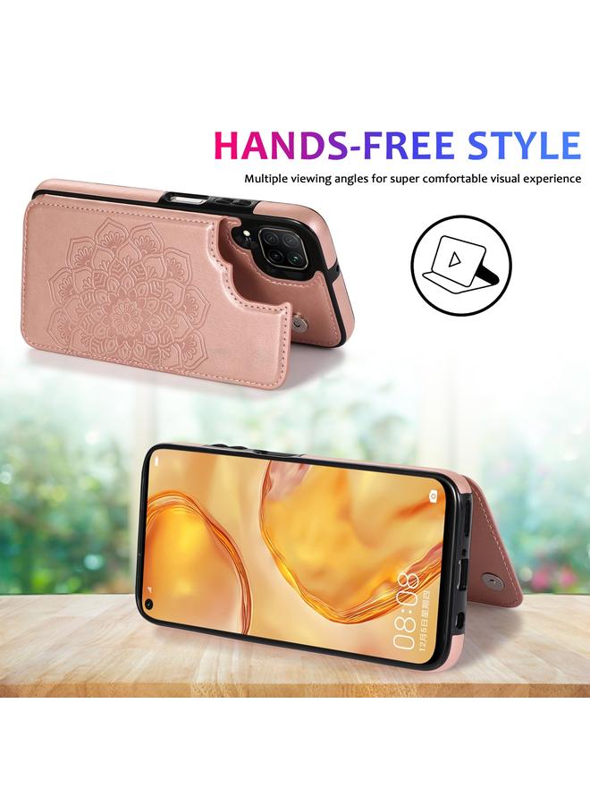 Zaboon Case For Huawei P40 Lite Double Buckle Mandala Pattern PU+TPU Protective Case with Card Slots & Holder & Photo Frame - Image 4