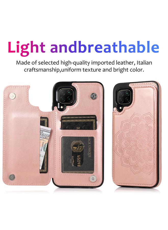 Zaboon Case For Huawei P40 Lite Double Buckle Mandala Pattern PU+TPU Protective Case with Card Slots & Holder & Photo Frame - Image 5