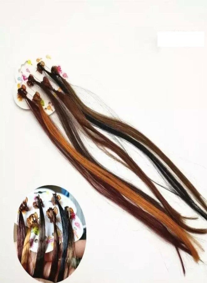 MYYNTI Kids Hair Extensions with Hair Clips, Bobby Pin Rainbow Wig, Braids Extensions Hair, Braided Hair Styling Accessories Favors and Children Performance - 12 pc, Brown. - Image 3