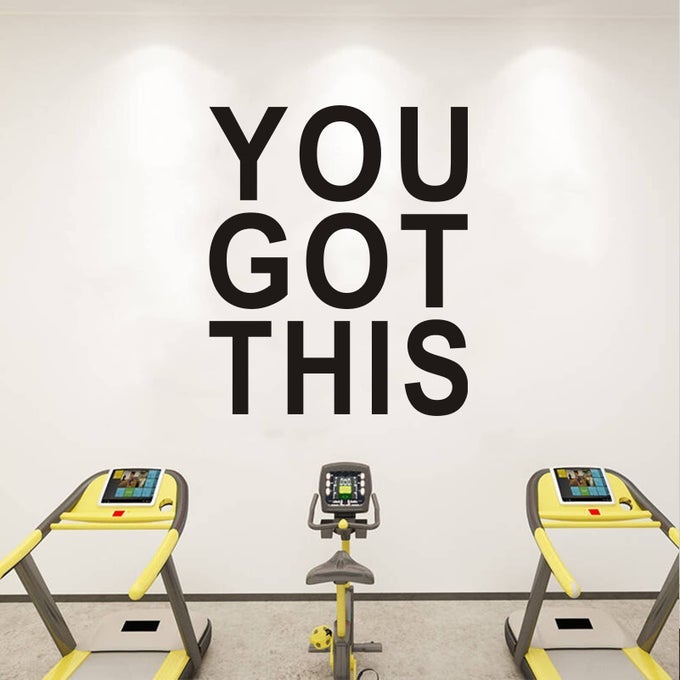 GYM INSPIRATIONAL WALL DECALS MOTIVATIONAL QUOTES POSITIVE WALL STICKERS OFFICE GARAGE BEDROOM LIVING ROOM BATHROOM DECALS YOU GOT THIS 15X18