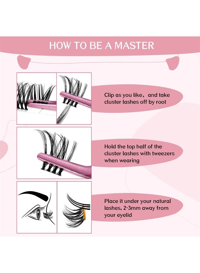 PRO LASHBEAUTY رموش كلاسٹر 72 قطعة رموش كلاسٹر 2 في 1 تمديد رموش فردية رموش كلاسٹر أسلوب كراش تطبيق ذاتي شريط فائق النعومة قابل لإعادة الاستخدام ناعم ومريح (كراش-D-10-16mix) - Image 4