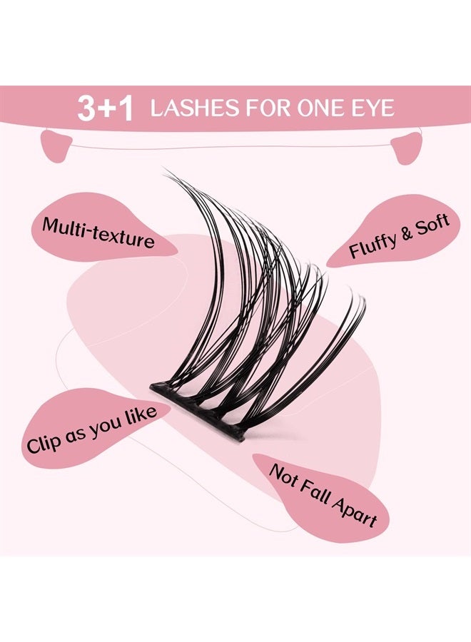PRO LASHBEAUTY رموش كلاسٹر 72 قطعة رموش كلاسٹر 2 في 1 تمديد رموش فردية رموش كلاسٹر أسلوب كراش تطبيق ذاتي شريط فائق النعومة قابل لإعادة الاستخدام ناعم ومريح (كراش-D-10-16mix) - Image 2