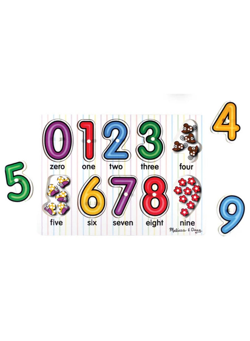 Melissa & Doug Lift & See Numbers Wooden Peg Puzzle – 10-Piece Toddler Puzzle with Easy-Grip Pegs for Number Recognition, Counting Skills & Fine Motor Development for Kids Ages 2+ | MD50126 - Image 1