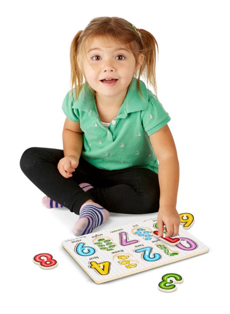 Melissa & Doug Lift & See Numbers Wooden Peg Puzzle – 10-Piece Toddler Puzzle with Easy-Grip Pegs for Number Recognition, Counting Skills & Fine Motor Development for Kids Ages 2+ | MD50126 - Image 2