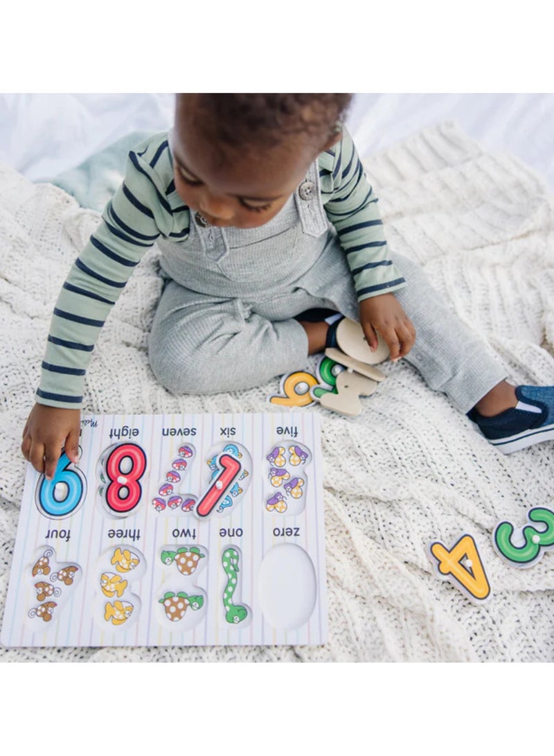 Melissa & Doug Lift & See Numbers Wooden Peg Puzzle – 10-Piece Toddler Puzzle with Easy-Grip Pegs for Number Recognition, Counting Skills & Fine Motor Development for Kids Ages 2+ | MD50126 - Image 3