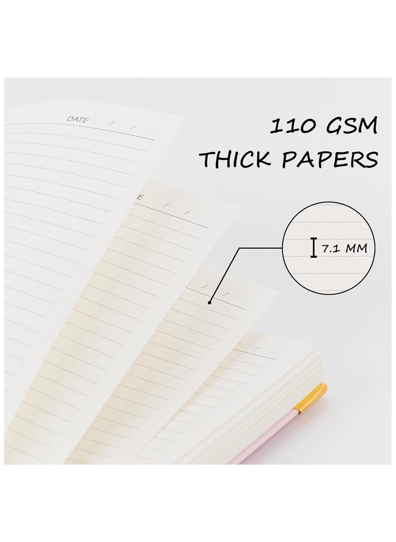A4 Hardcover Spiral Notebook 300 Pages, 8.5 x 11 Inch Notebooks College Ruled, 110 GSM Thick Lined Paper Notebooks With Metal Rounded And 12pcs Index Tabs For Work, School and Travel,  Journals for Writing, Large Journal, Pink
