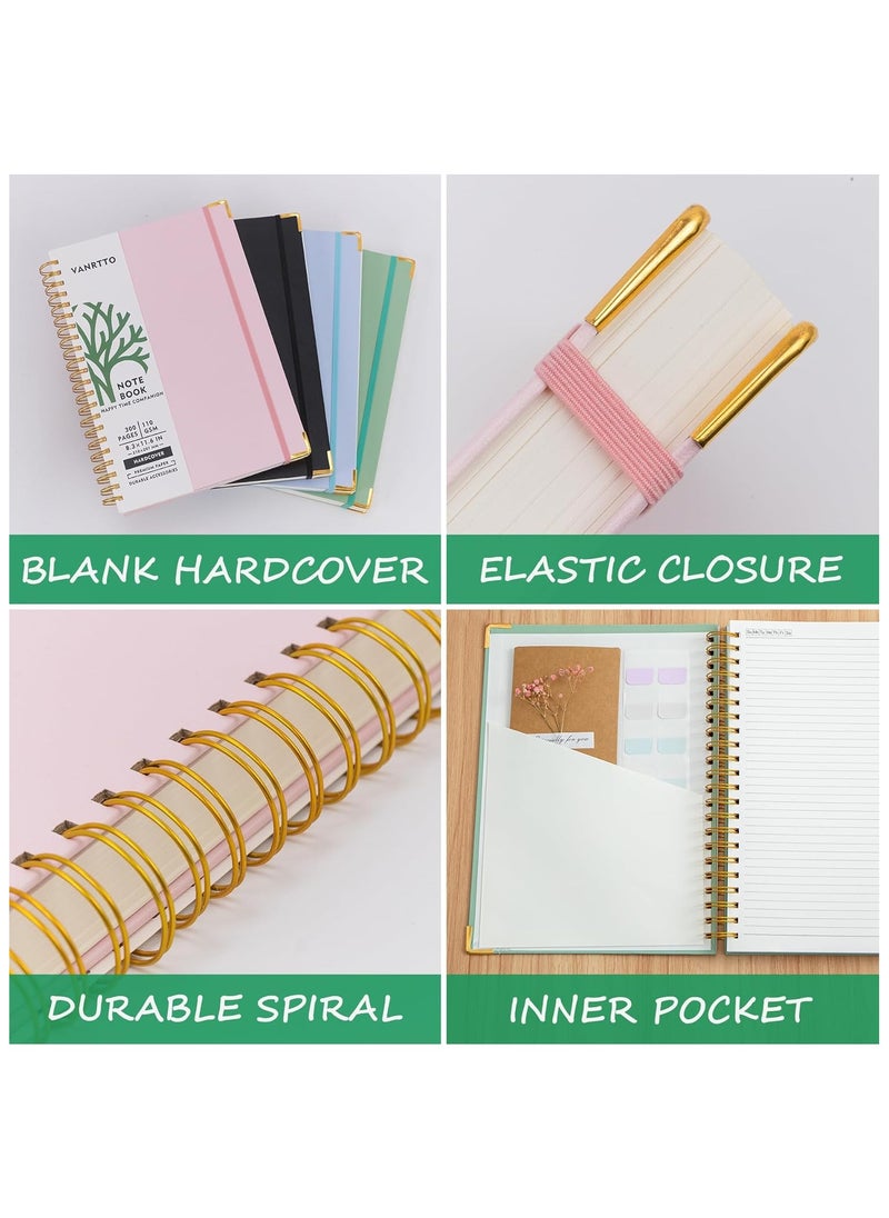 A4 Hardcover Spiral Notebook 300 Pages, 8.5 x 11 Inch Notebooks College Ruled, 110 GSM Thick Lined Paper Notebooks With Metal Rounded And 12pcs Index Tabs For Work, School and Travel,  Journals for Writing, Large Journal, Pink
