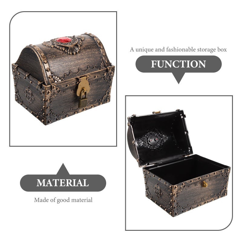Small Treasure Box Pirate Chest Vintage Treasure Box Small Treasure Chest with Lock and Key - Image 5