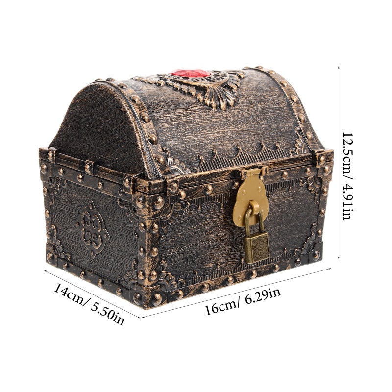 Small Treasure Box Pirate Chest Vintage Treasure Box Small Treasure Chest with Lock and Key - Image 2