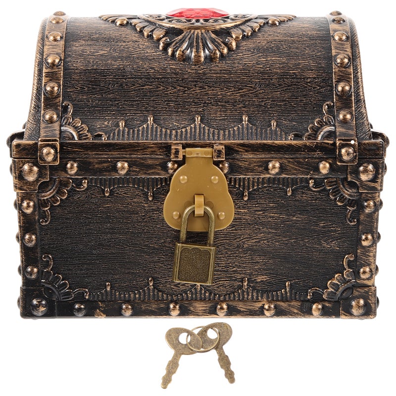 Small Treasure Box Pirate Chest Vintage Treasure Box Small Treasure Chest with Lock and Key - Image 4