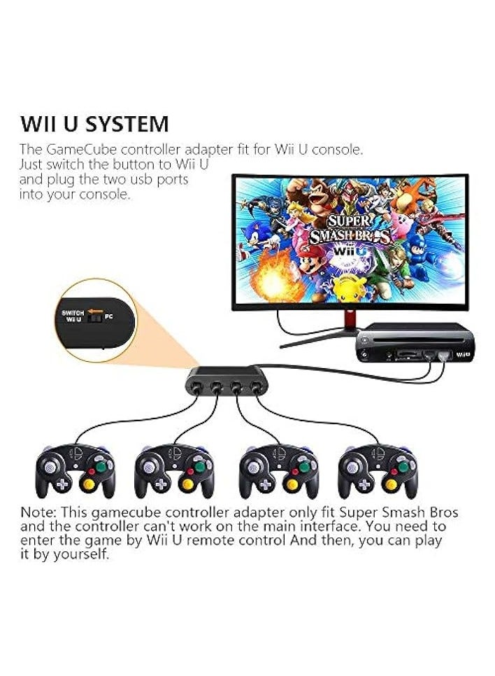 PROMASS Controller Adapter for Nintendo Switch/WII U/PC, Controller Adapter for Gamecube Controller Adapter Turbo Feature Adapter and Vibration Features with 180cm Long Cable - Image 4