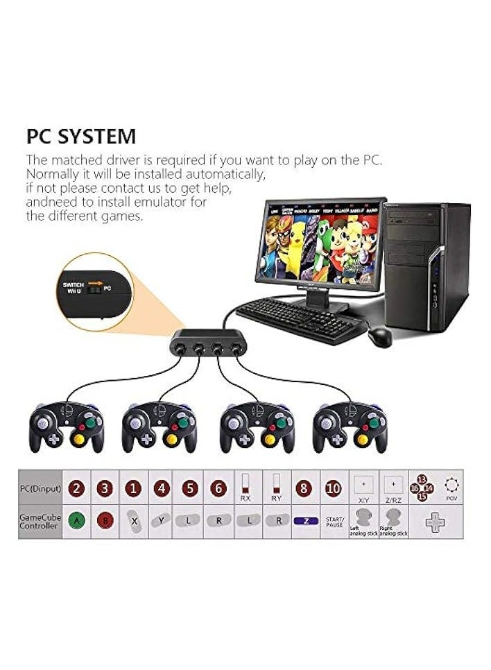 PROMASS Controller Adapter for Nintendo Switch/WII U/PC, Controller Adapter for Gamecube Controller Adapter Turbo Feature Adapter and Vibration Features with 180cm Long Cable - Image 3