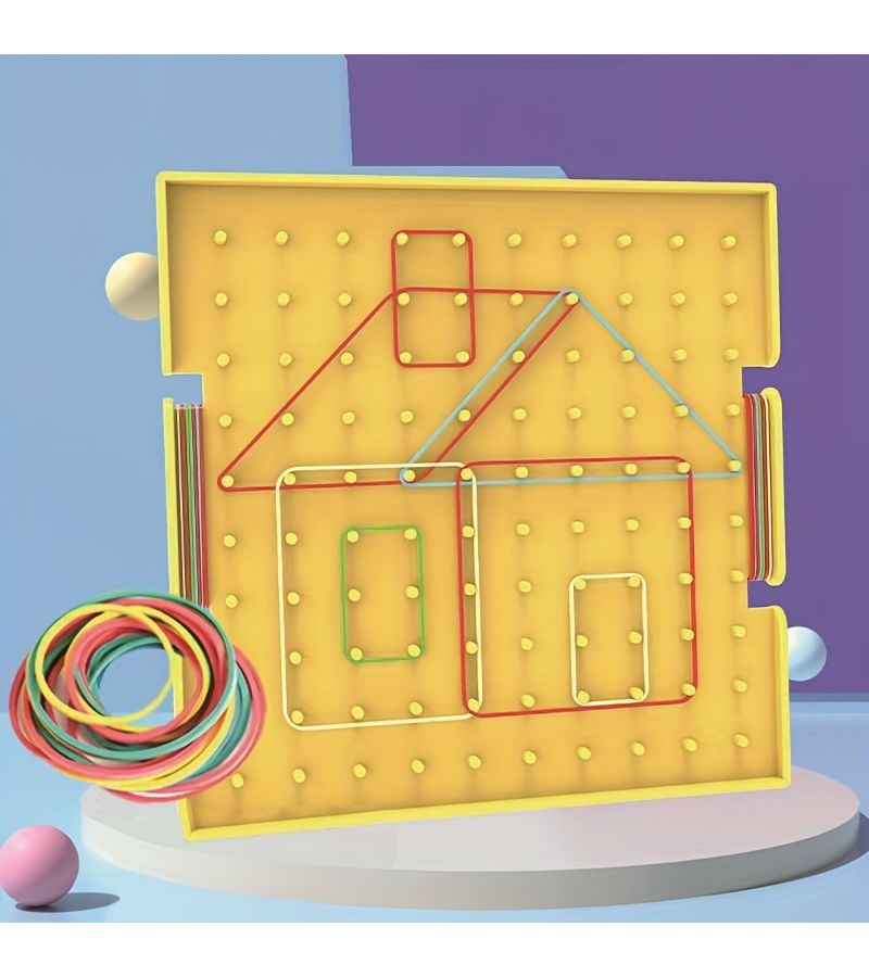 Blue Geometric Nail Board Creative Development Thinking Aids For Kids Front And Back - Image 1