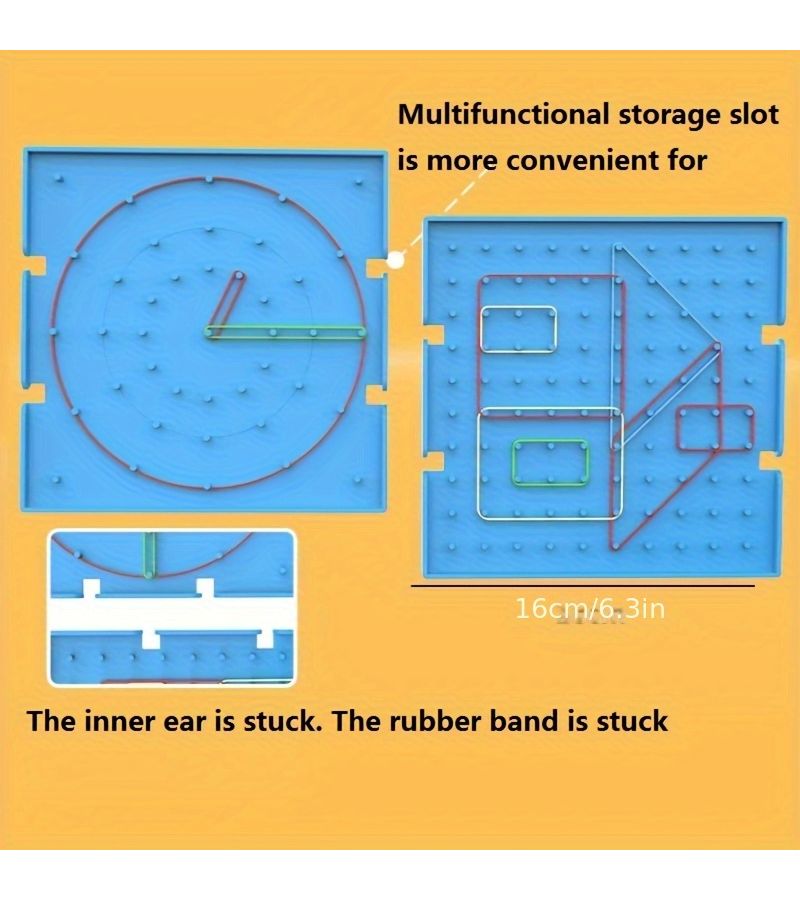 Blue Geometric Nail Board Creative Development Thinking Aids For Kids Front And Back - Image 3