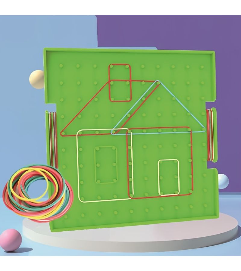 Blue Geometric Nail Board Creative Development Thinking Aids For Kids Front And Back - Image 4