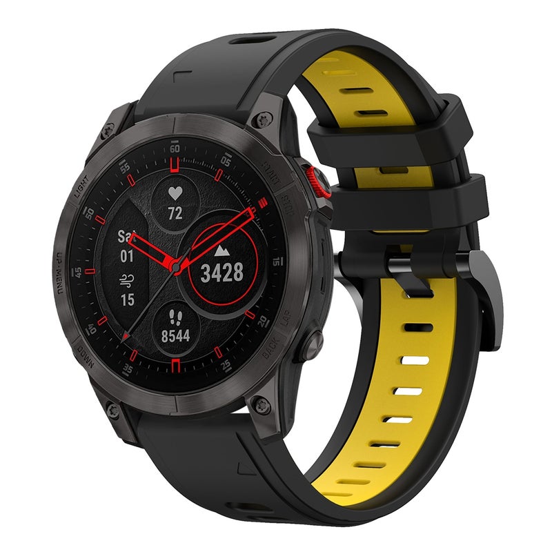 S-TOP For Garmin EPIX Gen 2 22mm Two-Color Sports Silicone Watch Band(Black+Yellow) - Image 1