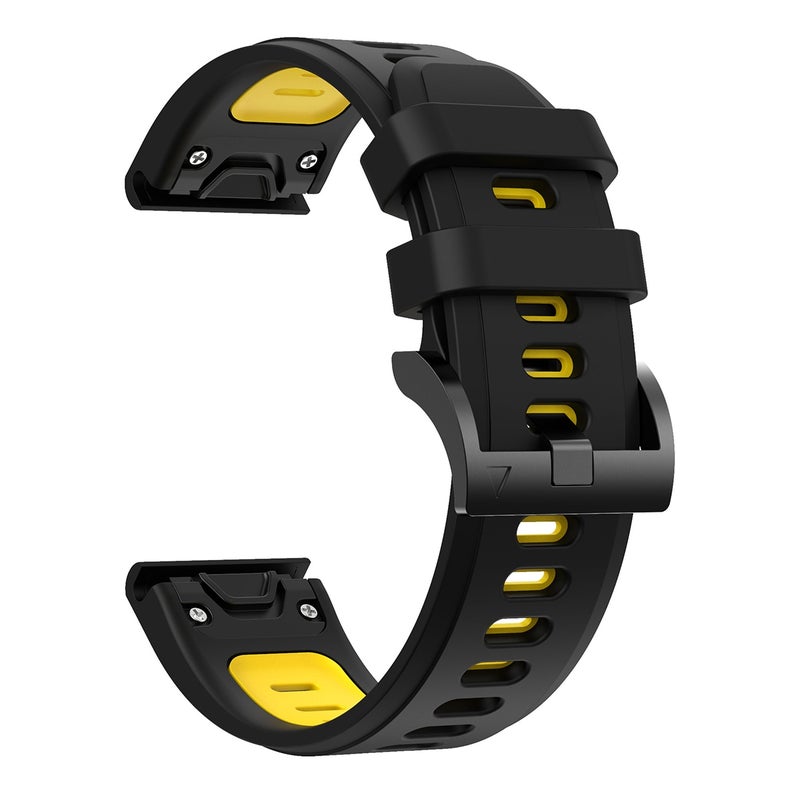 S-TOP For Garmin EPIX Gen 2 22mm Two-Color Sports Silicone Watch Band(Black+Yellow) - Image 2
