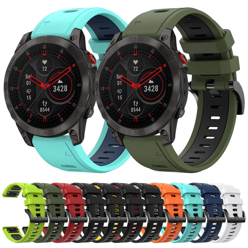S-TOP For Garmin EPIX Gen 2 22mm Two-Color Sports Silicone Watch Band(Black+Yellow) - Image 3