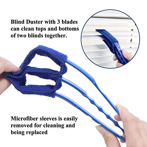 Hiware Window Blind Cleaner Duster Brush with 5 Microfiber Sleeves - Blind Cleaner Tools for Window Shutters Blind Air Conditioner Jalousie Dust - Image 2