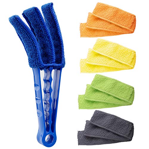 Hiware Window Blind Cleaner Duster Brush with 5 Microfiber Sleeves - Blind Cleaner Tools for Window Shutters Blind Air Conditioner Jalousie Dust - Image 1