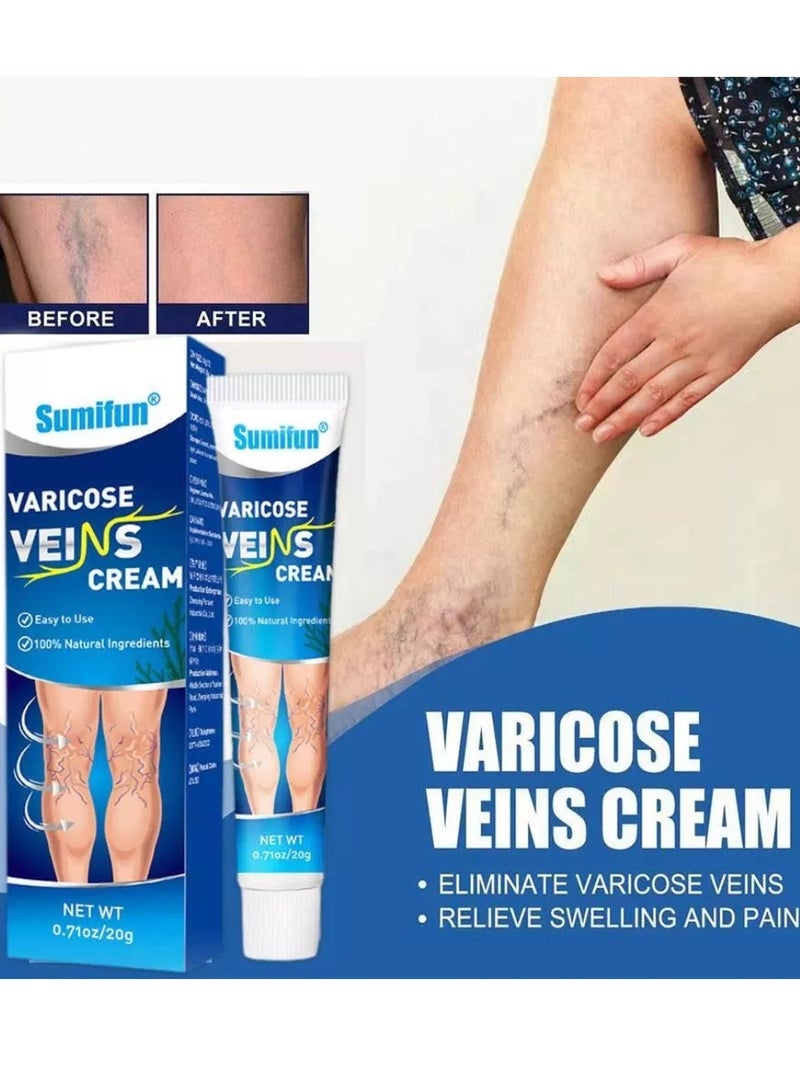 Sumifun كريم دوالي الساقين لعلاج دوالي الساقين مرهم عشبي للقضاء على دوالي الساقين والأوردة العنكبوتية كريم مزيل دوالي الساقين 20 جرام - Image 2