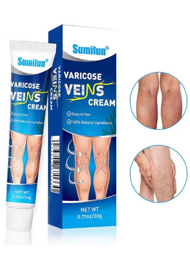 Sumifun كريم دوالي الساقين لعلاج دوالي الساقين مرهم عشبي للقضاء على دوالي الساقين والأوردة العنكبوتية كريم مزيل دوالي الساقين 20 جرام - Image 1