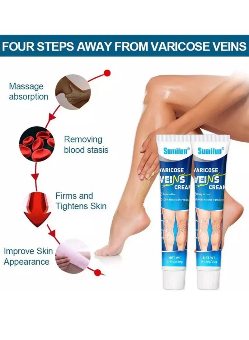 Sumifun كريم دوالي الساقين لعلاج دوالي الساقين مرهم عشبي للقضاء على دوالي الساقين والأوردة العنكبوتية كريم مزيل دوالي الساقين 20 جرام - Image 3