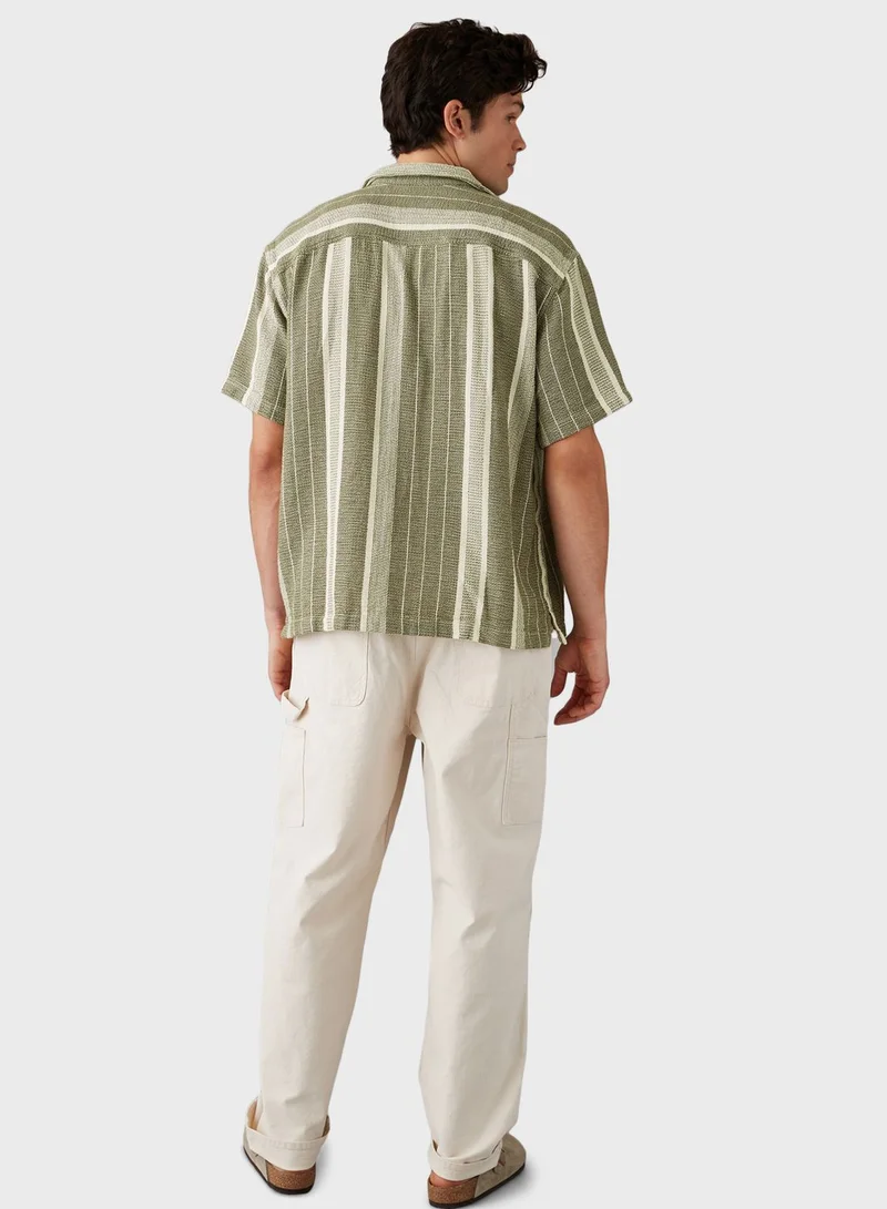 American Eagle Striped Relaxed Fit Button Down Shirt
