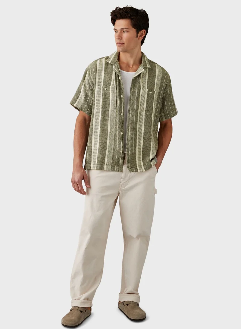 American Eagle Striped Relaxed Fit Button Down Shirt