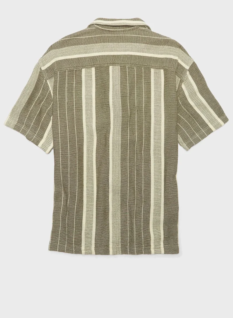 American Eagle Striped Relaxed Fit Button Down Shirt
