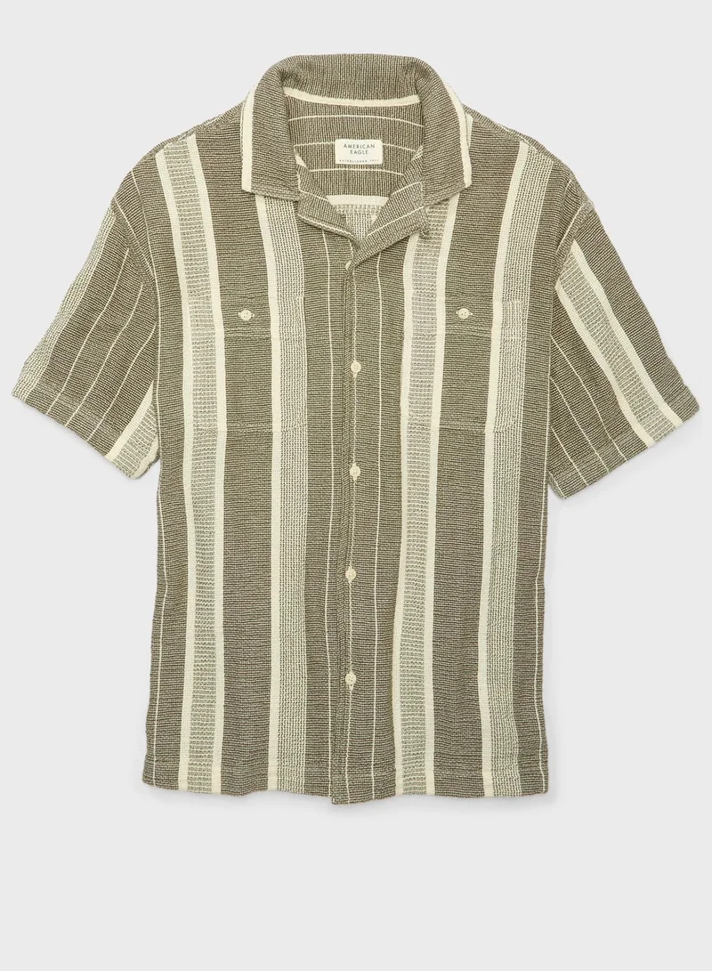 American Eagle Striped Relaxed Fit Button Down Shirt