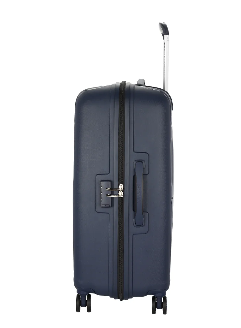AMERICAN TOURISTER 68 cm / 25 inch Ellipso Suitcase, Check-In Size 68 cm / 25 inch, 4 Spinner Wheels, Hard Top, Polypropylene, Navy|Lightweight|Scratch Resistant Texture|TSA Lock - 3 Years International Warranty  | Best Price UAE